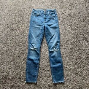 Mother Jeans High Waisted Looker Ankle Fray Wild Denim Womens Size 25 Blue